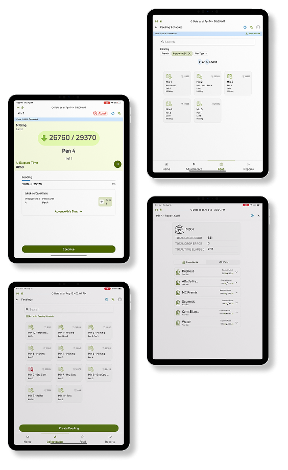 VAS feed management application screens